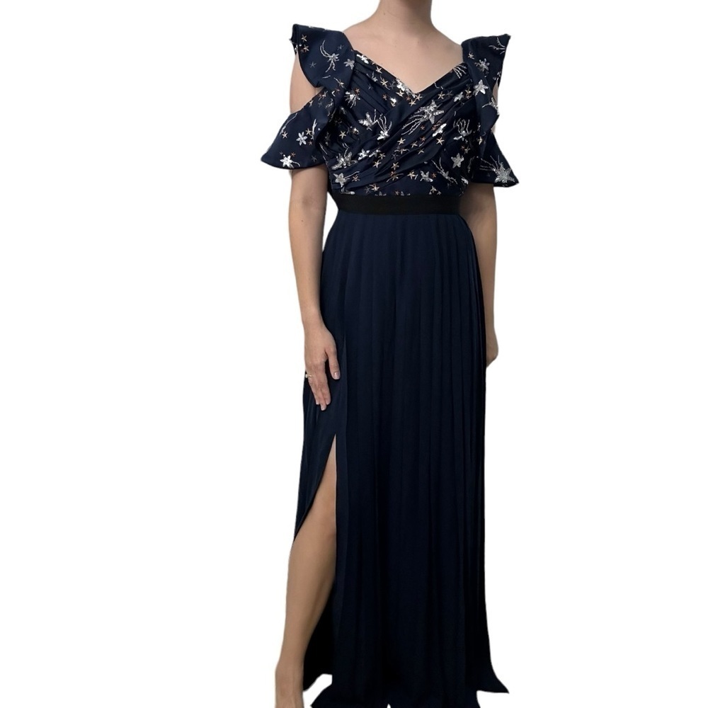 Self Portrait Dress Long Formal Sequin Star Special Event Prom Blue Size 4 Small